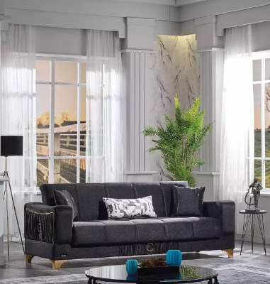 Ensemble de canapés noir 3+3+1 places en tissu Fauteuil canapé meublesVectorXdFromBody bras sofa