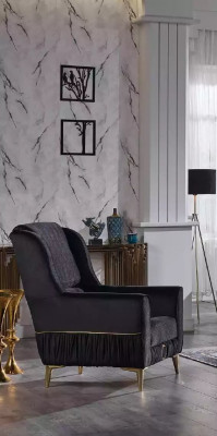 Ensemble de canapés noir 3+3+1 places en tissu Fauteuil canapé meublesVectorXdFromBody bras sofa