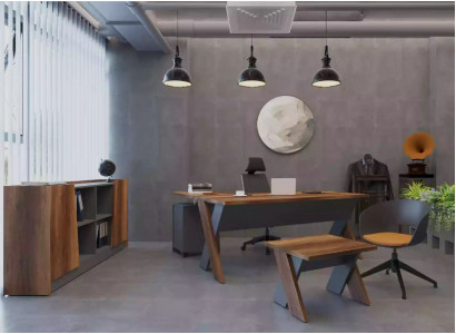 Bureau Table basse Étagère Salle d'étude Bureau Moderne Marron