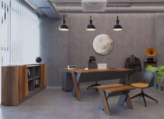 Bureaux de luxe moderne en bois métal gris Secrétaire moderne.