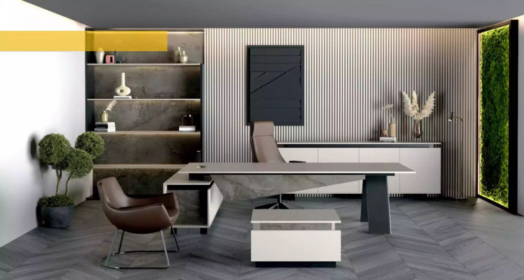 Table basse de designer grise avec étagères Mobilier de salle d'étude Meubles en bois