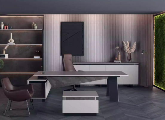 Table basse de designer grise avec étagères Mobilier de salle d'étude Meubles en bois