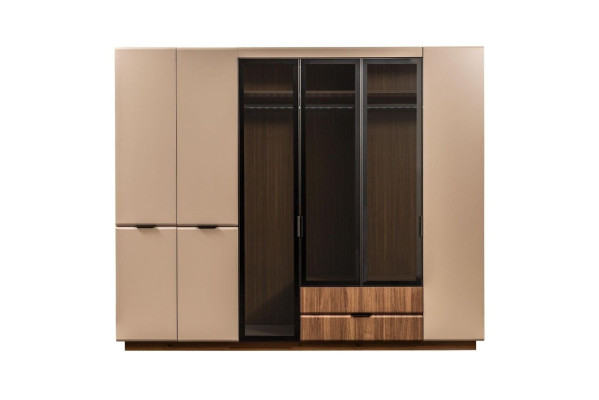 Suite de luxe avec lit double Chambre Tables de chevet 4 pièces Armoire beige