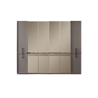 Chambre principale Lit double Lit Tables de chevet Armoire Ensemble gris de 4 pièces