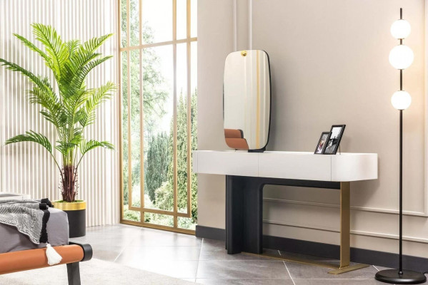 Chambre complète Lit double Table de chevet Orange Console 5 pièces