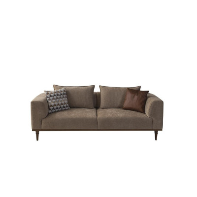 Ensemble de canapé trois places fauteuil canapé rembourré canapé en tissu moderne ensemble marron