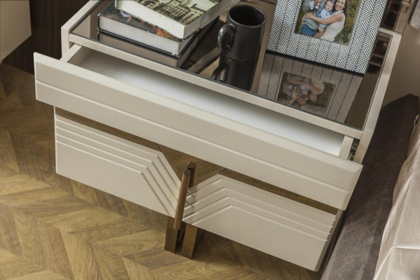 Chambre Suite Lit double Lit Tables de chevet Ensemble 3 pièces Gris Moderne