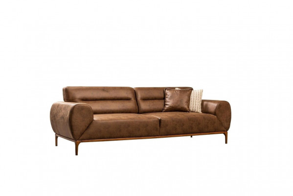 Canapé trois places Canapé 3 places en tissu marron Canapé en simili-cuir