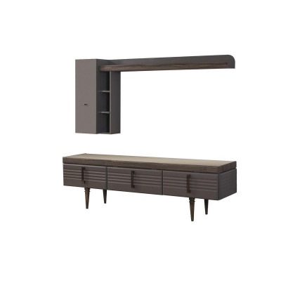 Unité murale buffet Meuble télévision étagères Meuble bas en bois gris