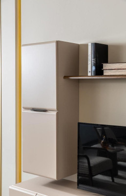 Meuble TV mural armoire murale meuble TV buffet bas en bois beige avec étagères