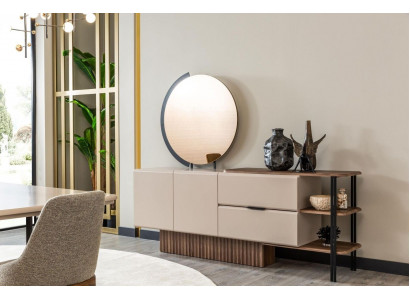 Suite Bahut avec miroir Armoire en bois beige Armoire design en bois