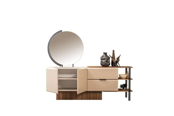 Suite Bahut avec miroir Armoire en bois beige Armoire design en bois