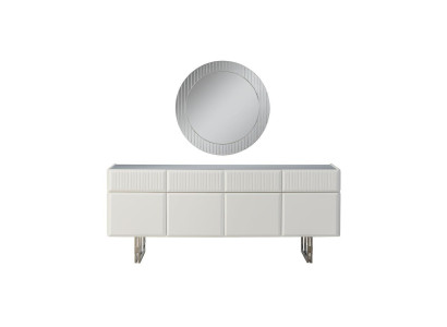 Sideboard Buffet avec miroir Armoire en bois Commode Armoire en bois Blanc
