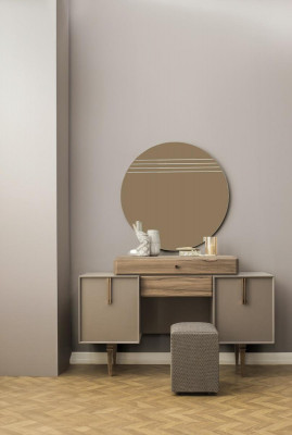 Coiffeuse Console Coiffeuse Bois Gris Miroir Chambre