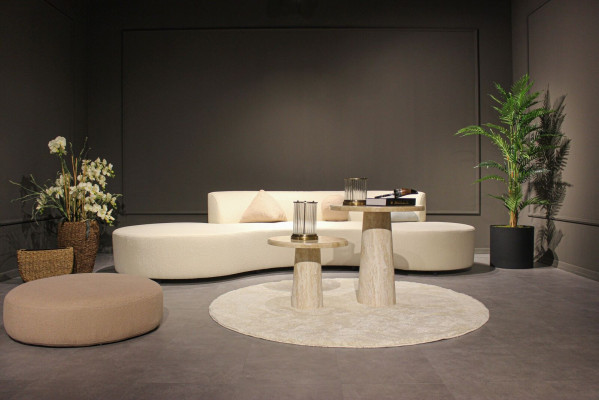 Ensemble de salon Canapé Quatre places Canapé Design Table basse Tabouret Meubles en textile