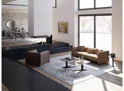Meubles complets 6 pièces canapé moderne trois places fauteuil de luxe bois 2 tables basses.