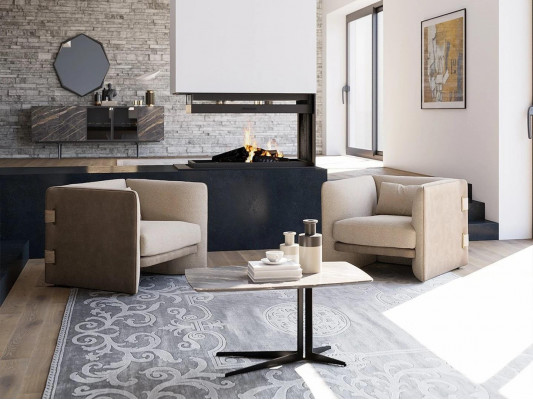 2x fauteuil avec table basse Salon Mobilier complet Design Ameublement Suite