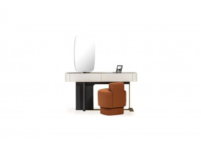 Suite Console table Stool Dressing table Dressing table Wood White Orange Ensemble Table de console Tabouret Coiffeuse Coiffeuse Bois Blanc Orange
