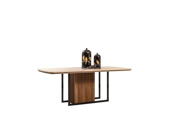 Table à manger Table Table à manger en bois Marron Moderne Table à manger en bois de salle à manger renseignements pensée