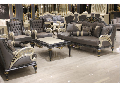 Ensemble de canapé complet 3311 + Table basse Ensemble classique Fauteuil relax Chesterfield