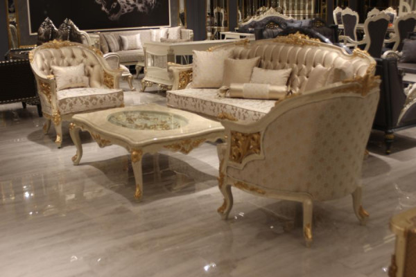 Ensemble de canapés de luxe modernes, ensemble de salon avec 2 canapés 3 places et une chaise noble.
