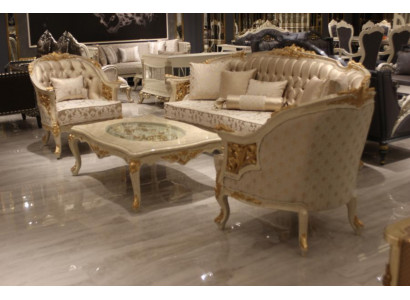 Ensemble de canapés de luxe modernes, ensemble de salon avec 2 canapés 3 places et une chaise noble.