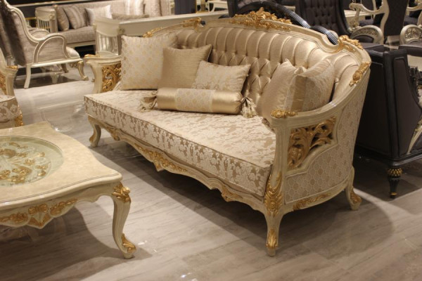 Ensemble de canapés de luxe modernes, ensemble de salon avec 2 canapés 3 places et une chaise noble.