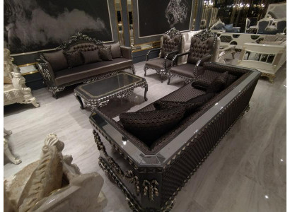 Ensemble de salon confortable Suite 3+1+1 et nouveau luxueux fauteuil marron 2x
