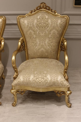 Ensemble de canapé classique 3 places 1 Ensemble de canapé fauteuil en bois Textile Complet nouveau