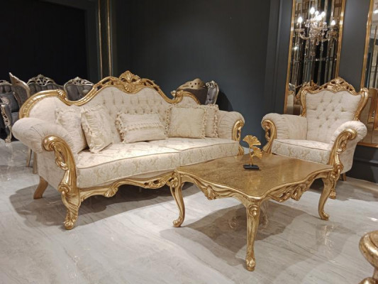 Canapé de luxe Chesterfield 3+1+1 seater Relax Fauteuil Canapé 3 pièces. Textile neuf