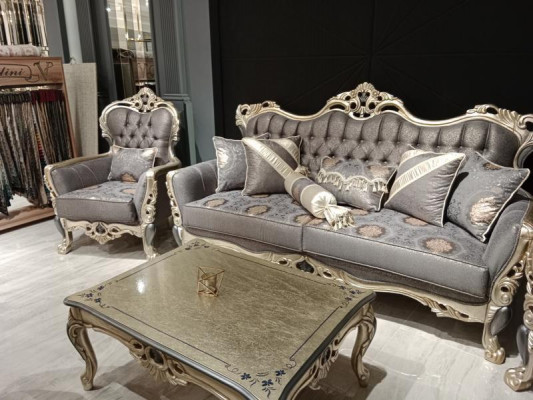 Élégant canapé avec fauteuil Canapé gris Relax Ensemble de meubles de salon 2 pièces
