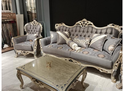 Élégant canapé avec fauteuil Canapé gris Relax Ensemble de meubles de salon 2 pièces