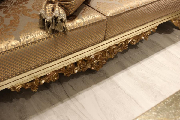Canapé de luxe 3 places Canapé en textile Design doré Mobilier 3 places Chesterfield Neuf Rembourrage