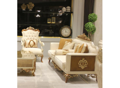 Canapé de luxe 3 places Mobilier de salon Canapé élégant 3 places Textile beige