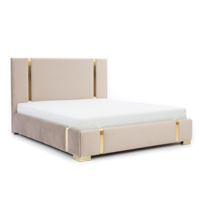 Suite complète de chambre en acier inoxydable Lit double Revêtement Tables de chevet