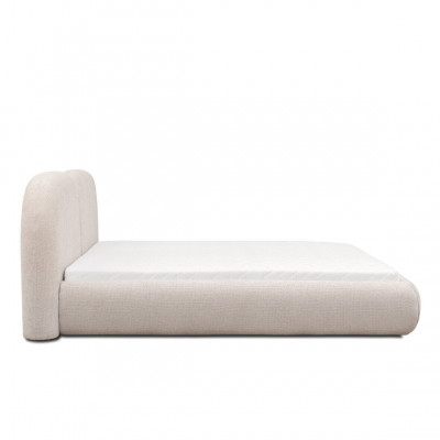 Chambre beige Lit double Tête de lit ronde en textile Lits rembourrés neufs