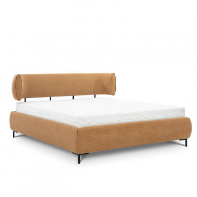 Chambre à coucher marron Lit Lits rembourrés Cadre en bois de designer Lit en textile