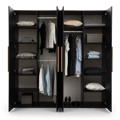 Armoire noire Mobilier de chambre moderne Armoire en bois de luxe
