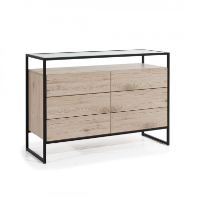 Commode de chambre marron en bois moderne à 3 tiroirs