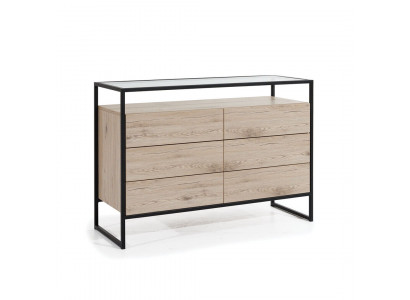 Commode de chambre marron en bois moderne à 3 tiroirs