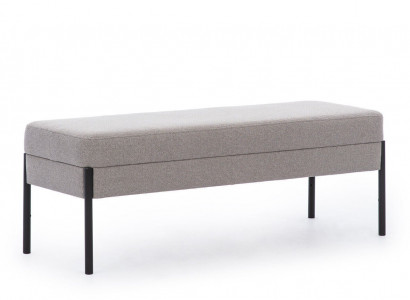 Banc de lit gris de designer Cadre en bois Banc rembourré textile