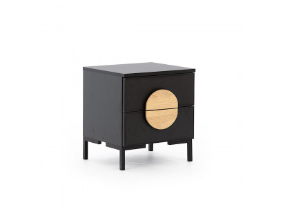 Table de chevet Designer Black Nightstand avec 2 tiroirs Meubles en bois