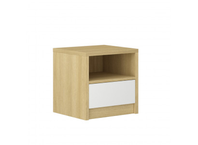 Table de chevet marron clair avec 1 tiroir, console en bois pour chambre à coucher design.