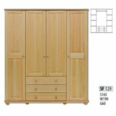 Bois réel Armoire en bois Massif Armoire Armoire de chambre Solide nouveau