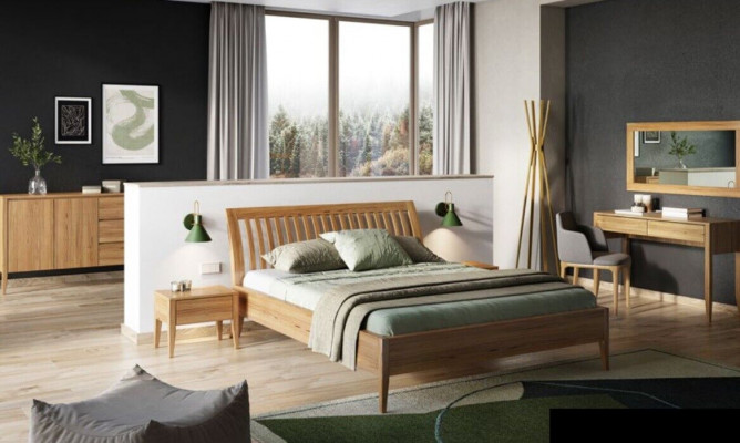 Lit double classique en bois de style baroque "Classic s Bed" 180x200 cm pour hôtel, chambre à coucher.