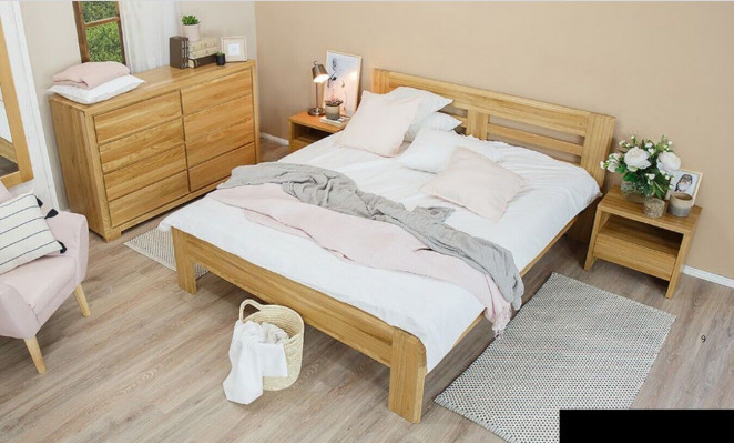 Lit en bois massif 180x200 Lit double Hêtre Massif Vrai lit Hozbett VollLit en bois massif neuf
