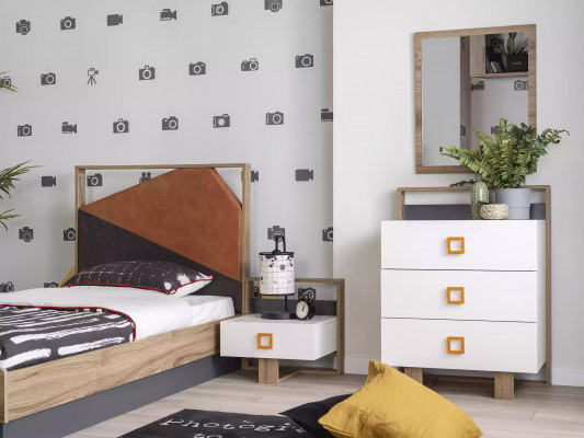 Table de chevet console de nuit table de chevet pour enfants Chambre d'enfants Bois Gris Moderne