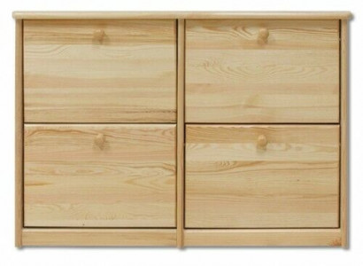 Armoire à chaussures 4 compartiments Commode en bois massif Meuble solide Rangement à chaussures Étagère