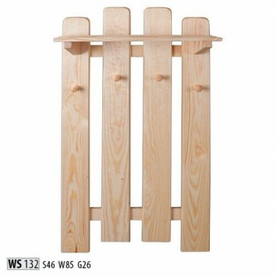 Panneau d'armoire en pin massif, Porte-manteau mural en bois pour couloir, Neuf