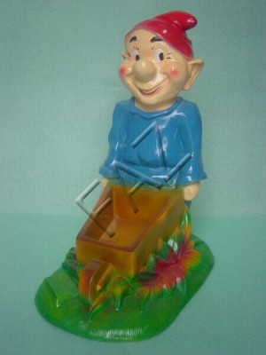 Nain avec brouette Figure Statue de jardin Sculpture Figurines Sculptures nouvelles 43 cm